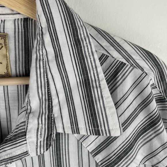 Wrangler VTG Mens Shirt 2XL White Gray Striped Pearl Snap Western Cowboy Rodeo - Picture 6 of 6